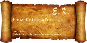 Encz Krisztofer névjegykártya